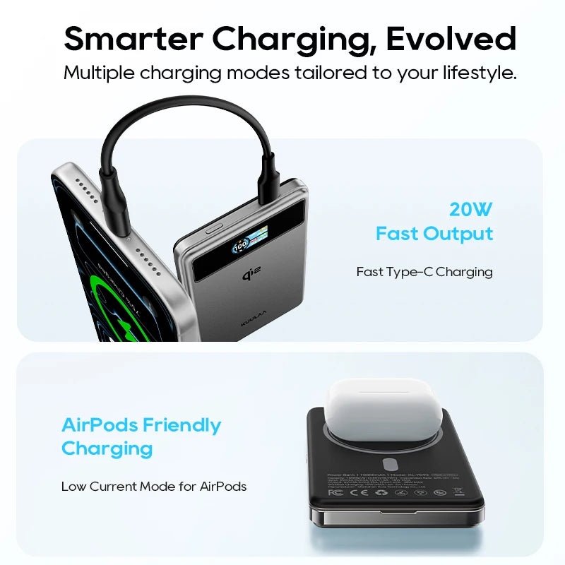 10000mAh Qi2 Power Bank With Stand