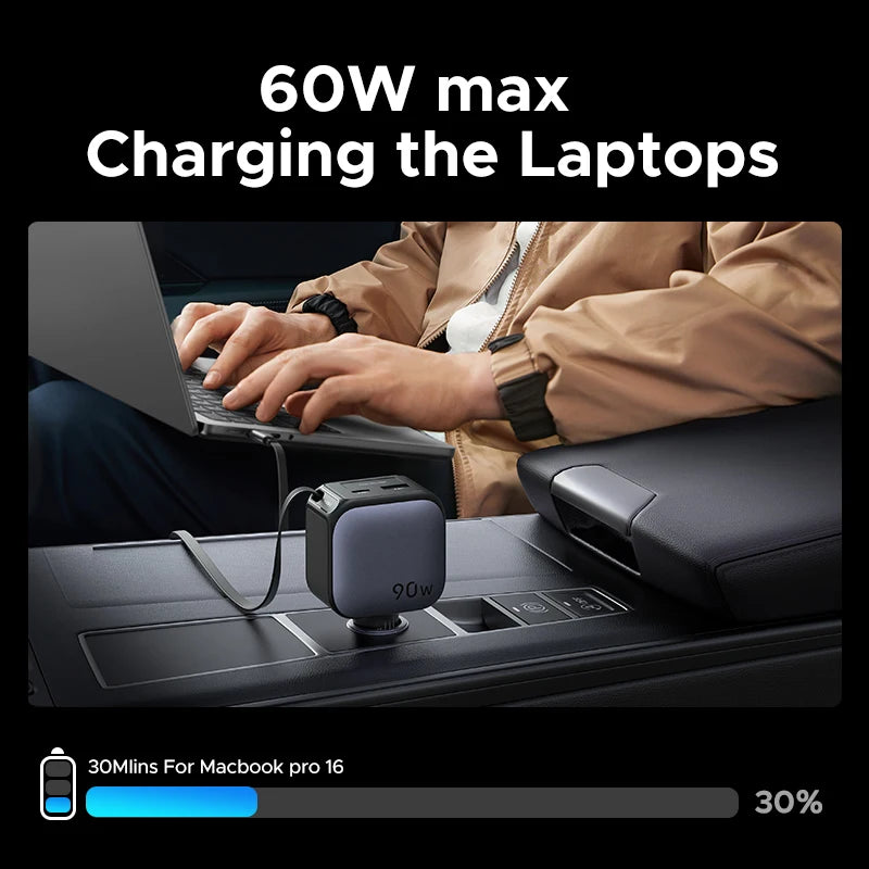 145W Retractable USB-C Car Charger