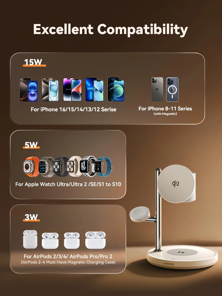 Joyroom Qi2 3-in-1 Charger Station