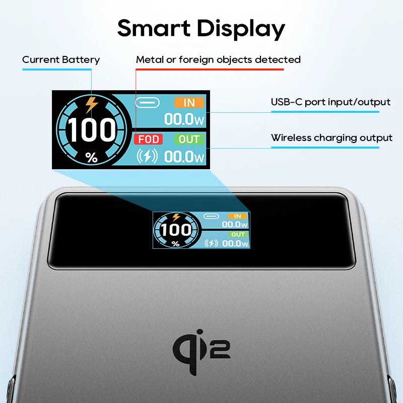 10000mAh Qi2 Power Bank With Stand