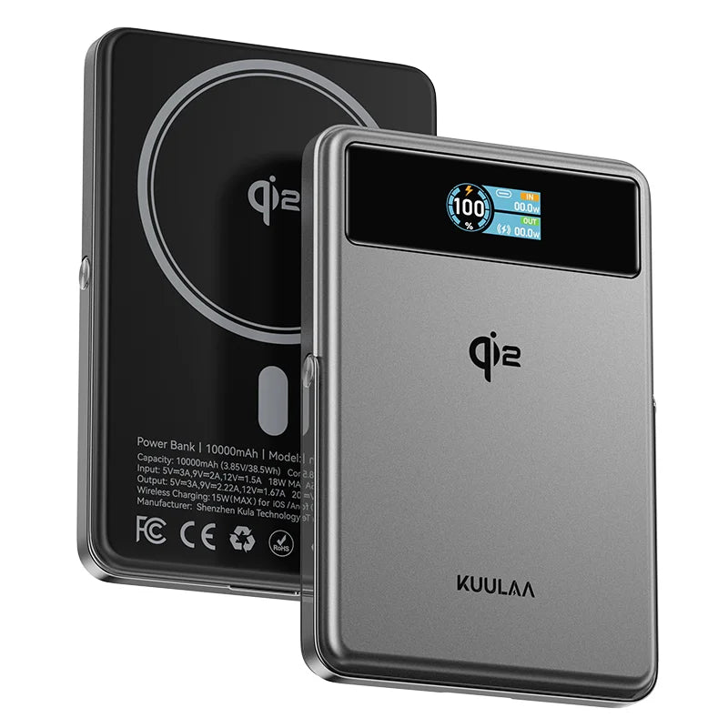10000mAh Qi2 Power Bank With Stand